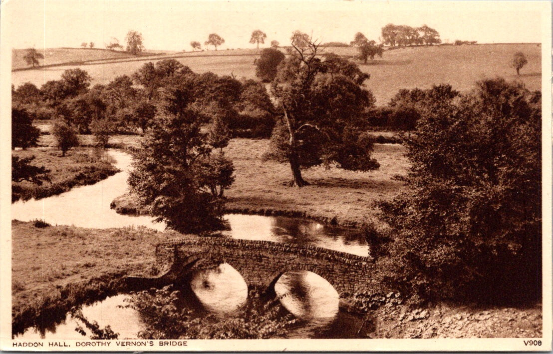 Vintage Postcard Dorothy Vernon's Bridge Haddon Hall United Kingdom Unposted