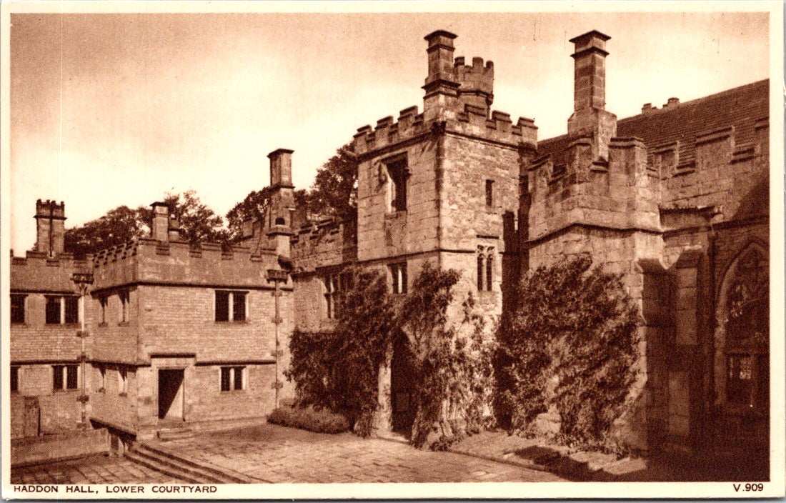 Vintage Postcard Lower Courtyard Haddon Hall United Kingdom Unposted