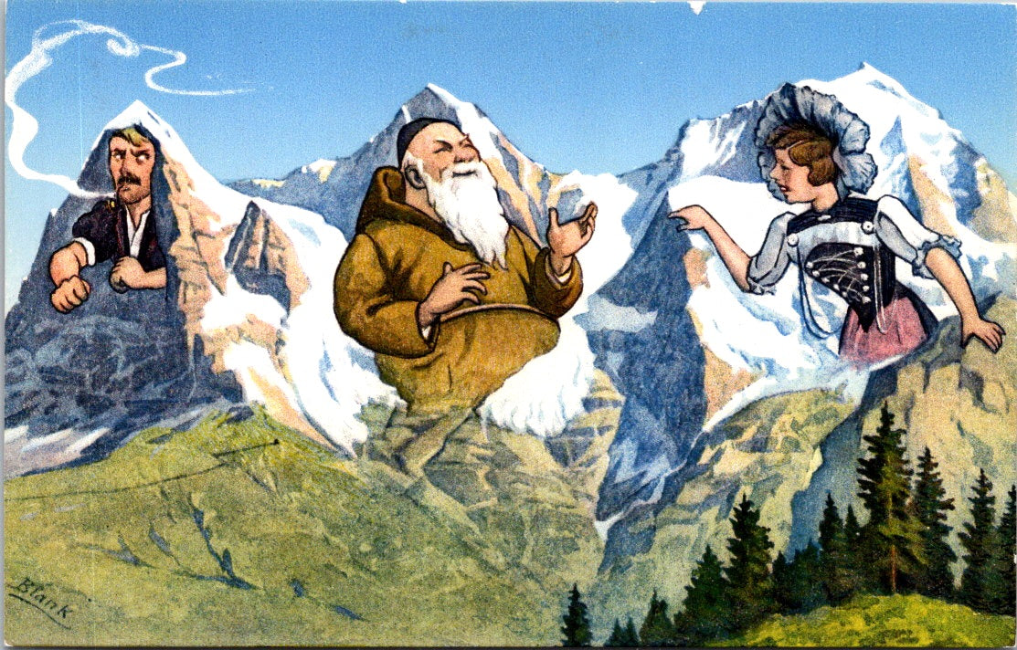 Vintage Postcard Eiger Mönch And Jungfrau Switzerland Unposted