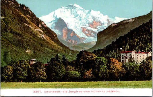 Vintage Postcard Jungfraue Seen from Gesehen Interlaken Switzerland Unposted