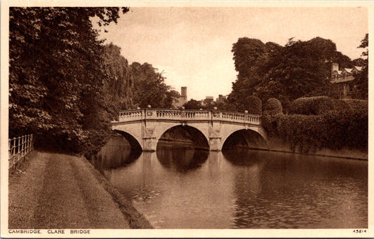 Vintage Postcard Clare Bridge Cambridge England United Kingdom Unposted