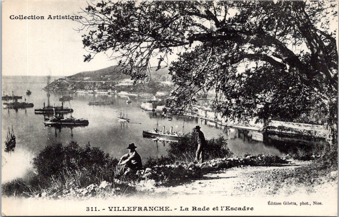 Vintage Postcard The Harbor Port Of Villefranche Sur Mer France Unposted