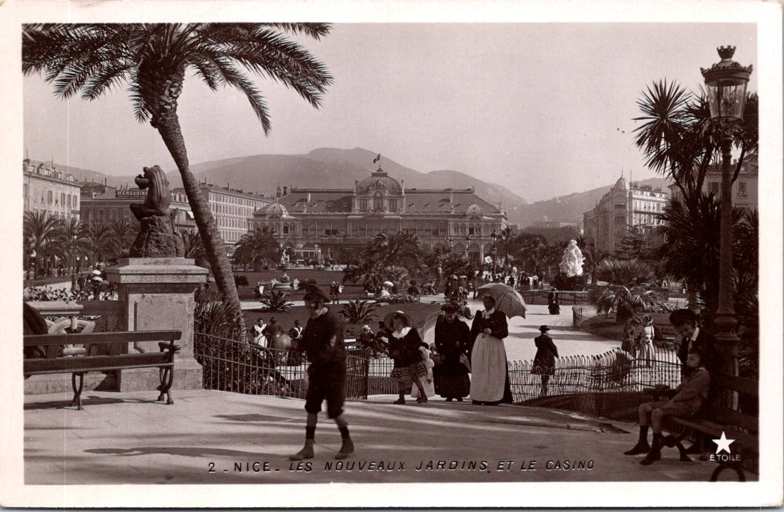 Vintage Postcard The New Gardens And The Casino Nice France Unposted