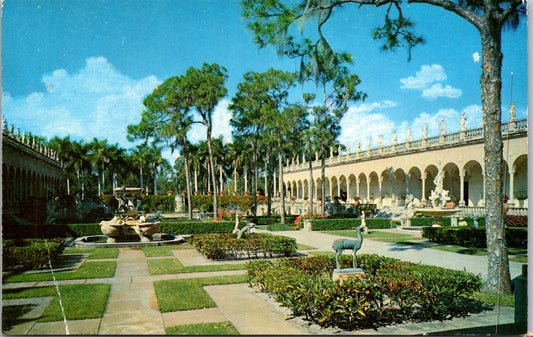 Vintage Postcard Famous Formal Italian Garden Court Florida Unposted