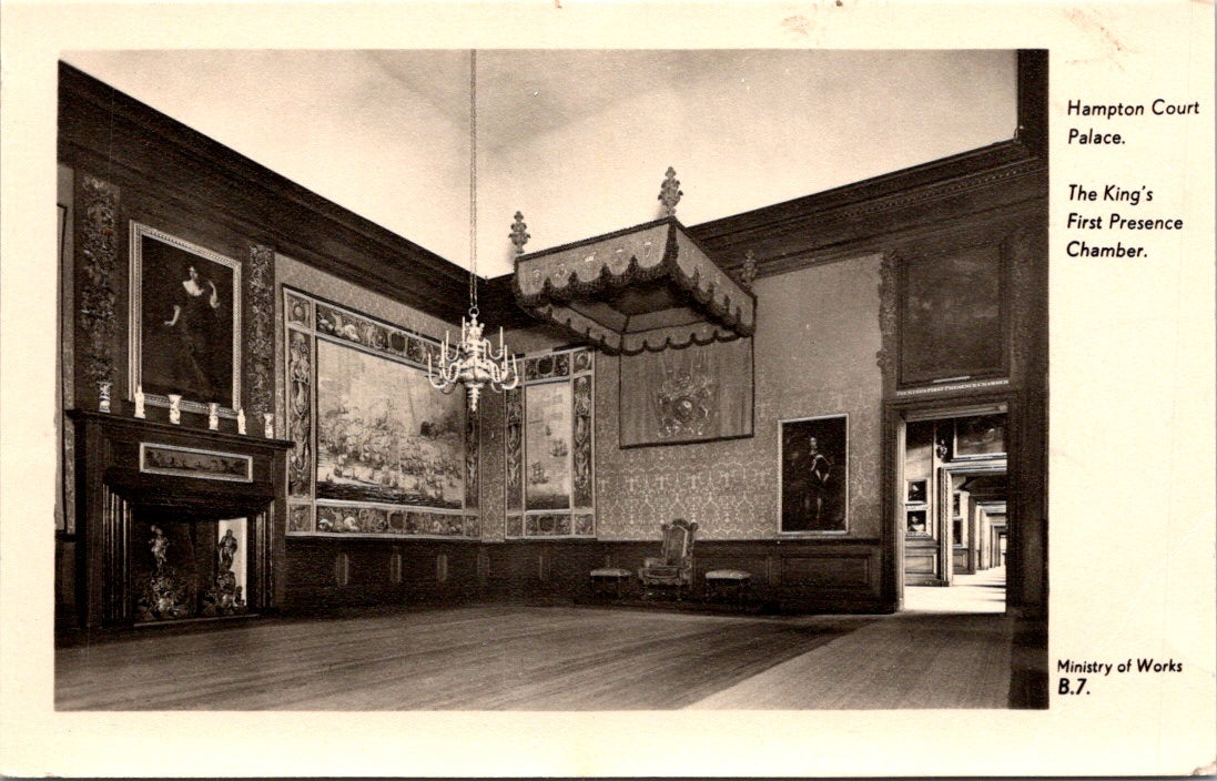 Vintage Postcard Photo Hampton Court The King's First Presence Chamber Unposted