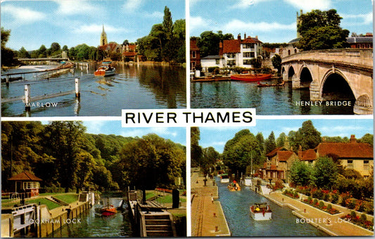 Postcard Vintage River Thames Longest In England Second In united Kingdom