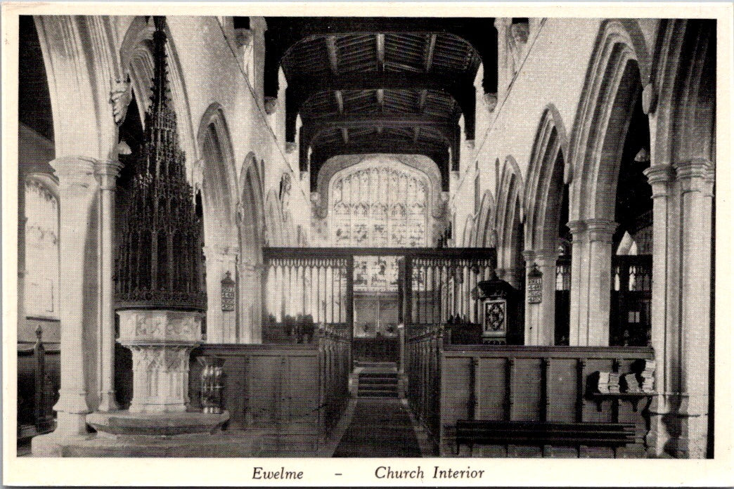 Postcard Vintage Church Interior Ewelme Village Civil Parish England Unposted