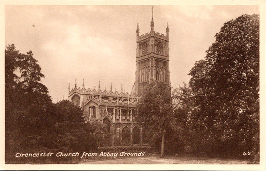 Postcard Vintage Cirencester Church From Abbey Grounds England Unposted