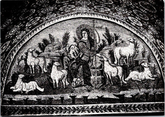 Vintage Postcard Mausoleo di Galla Placidia Mosaic Depicting The Good Shepherd