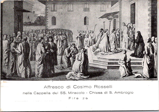 Vintage Postcard Affresco Di Cosimo Rosselli The Basilica of Sant'Ambrogio Italy