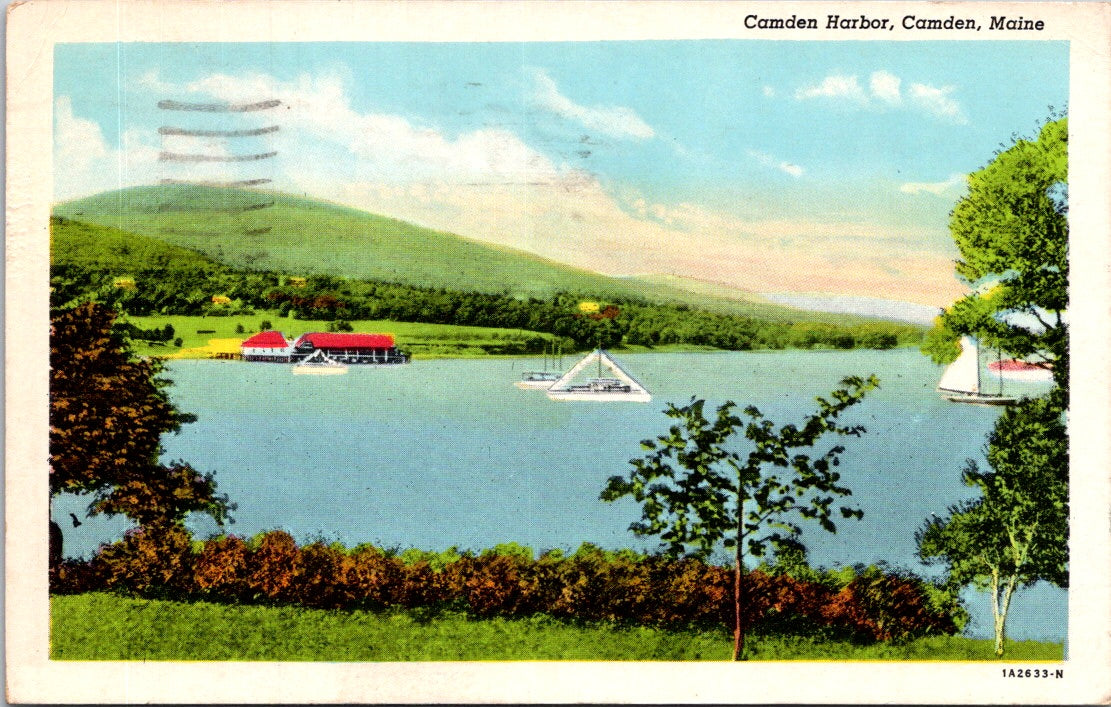 Vintage Postcard Camden Harbor Camden Know County Maine Posted Two Cents