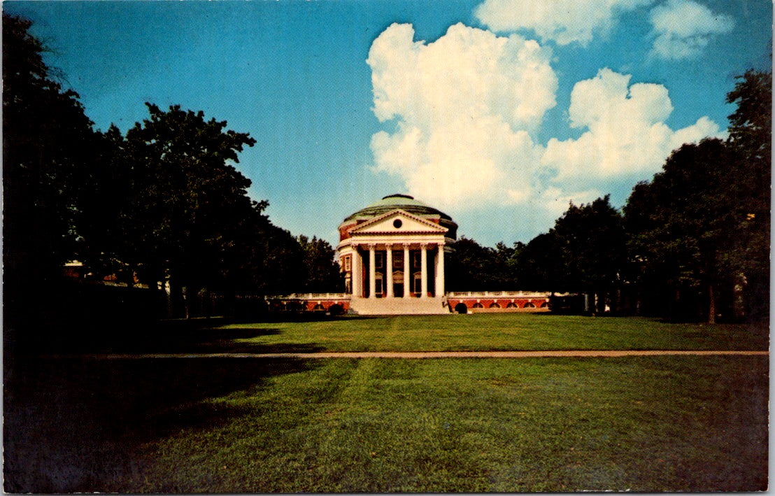 VTG Postcard Lawn Looking Toward Rotunda University Of Virginia Charlottesville