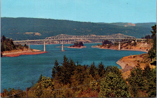 Vintage Postcard Bridge Of The Gods Connecting Washington And Oregon Unposted