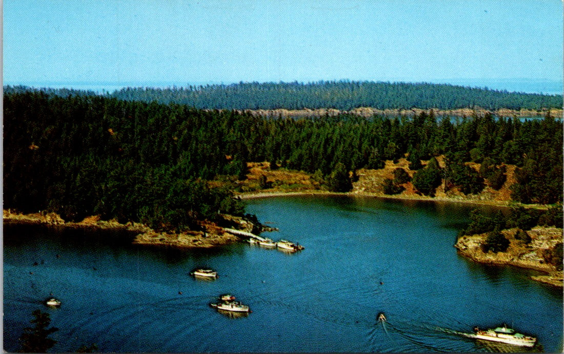 Vintage Postcard Small Boat Harbor Sucia Island Group San Juan Island Washington