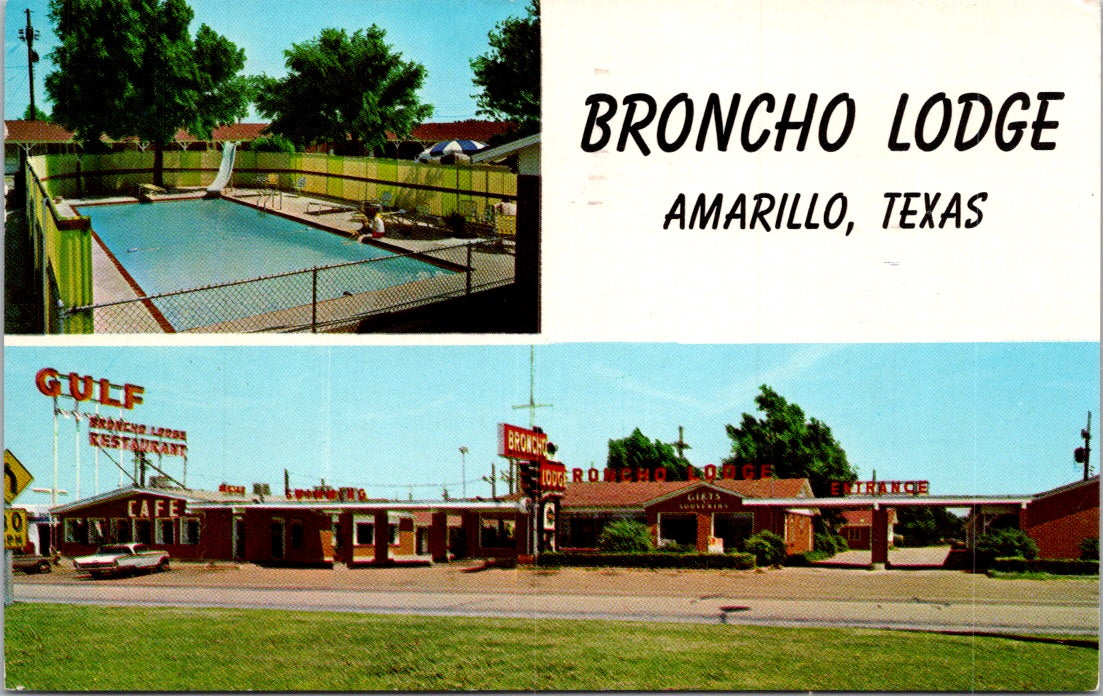 Vintage Postcard Broncho Lodge Amarillo Texas United States Posted 4 Cents