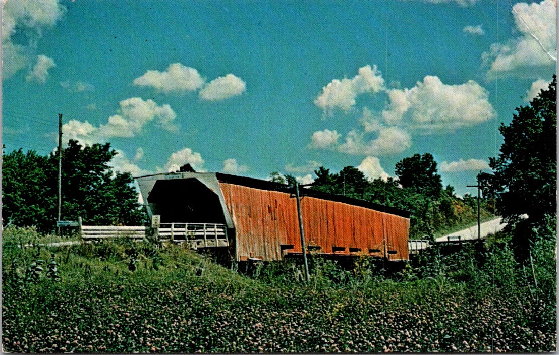 Vintage Postcard Holliwell Covered Bridge Madison County Iowa Unposted