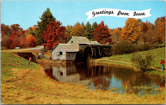 Vintage Postcard Greetings From Iowa Old Mill Posted US 9 Cents