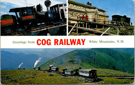 Vintage Postcard Greetings Cog Railway White Mountains New Hampshire Posted 1968