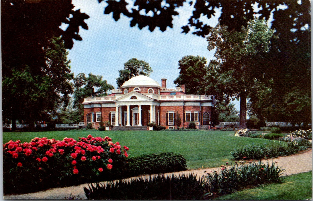 Vintage Postcard Monticello Home Of Thomas Jefferson Charlottesville Virginia