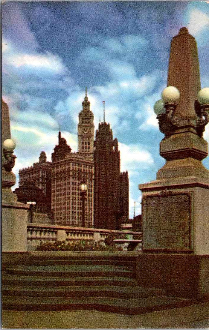 Vintage Postcard Chicago Skyscrapers Wrigley Building Continental Hotel Illinois