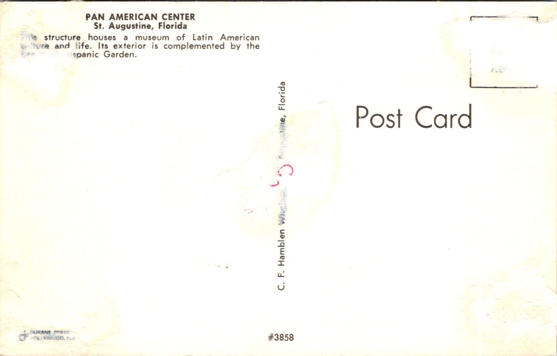 Vintage Postcard Pan American Center Saint Augustine Florida Unposted