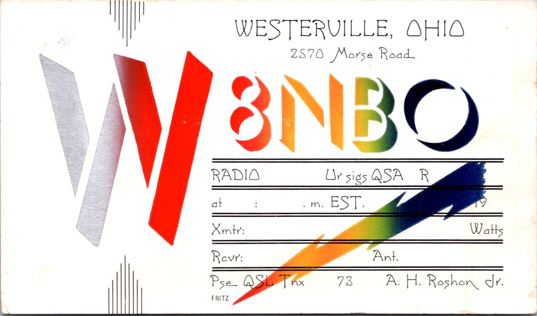 Vintage Postcard W8NBO Radio Westerville Ohio United States Unposted