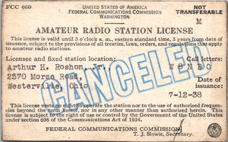 Vintage Postcard Amateur Radio Station License Washington United States Unposted