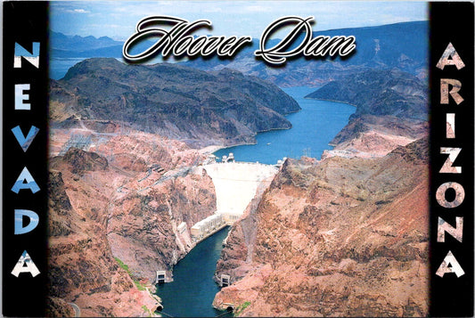 Vintage Postcard Aerial View Of Hoover Dam The Colorado River Lake Mead Unposted