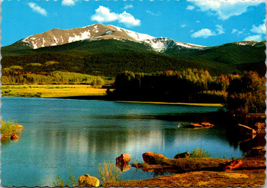 Vintage Postcard Snow Thatched Peak Reflected In A Placid Lake Unposted