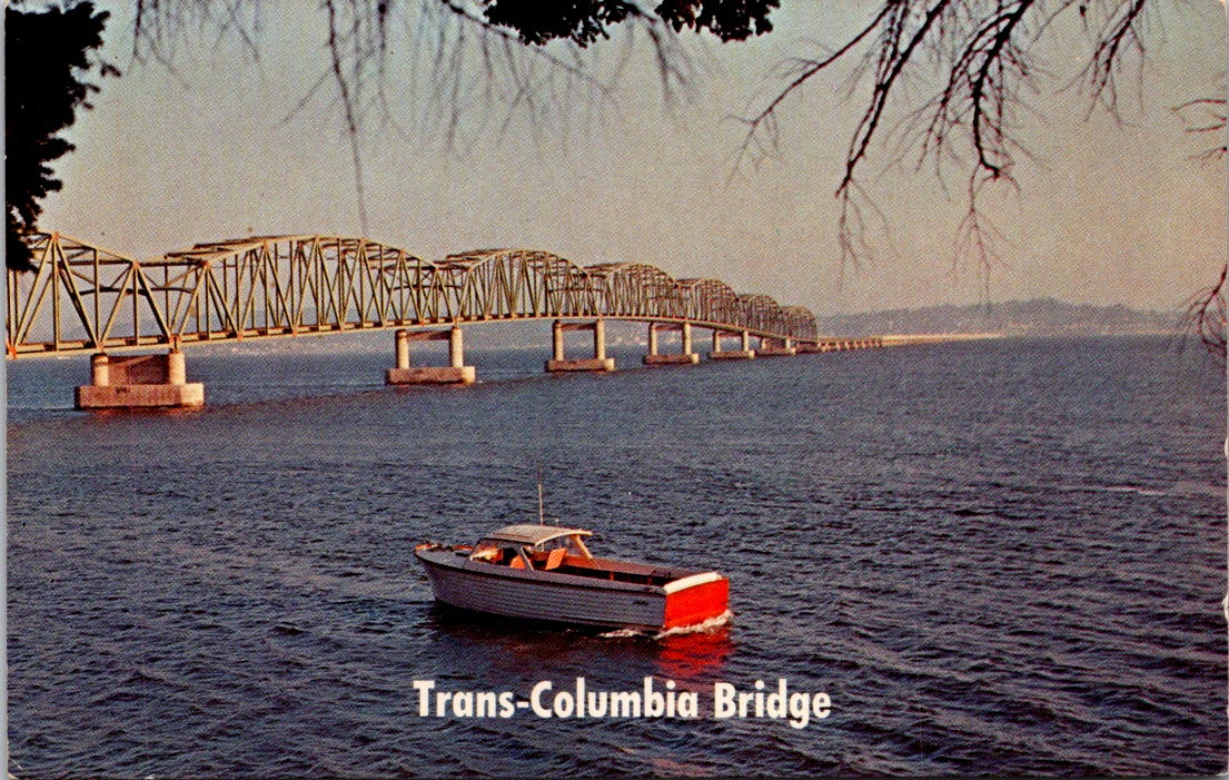 Vintage Postcard Columbia River Bridge Reaching From Astoria Oregon Unposted