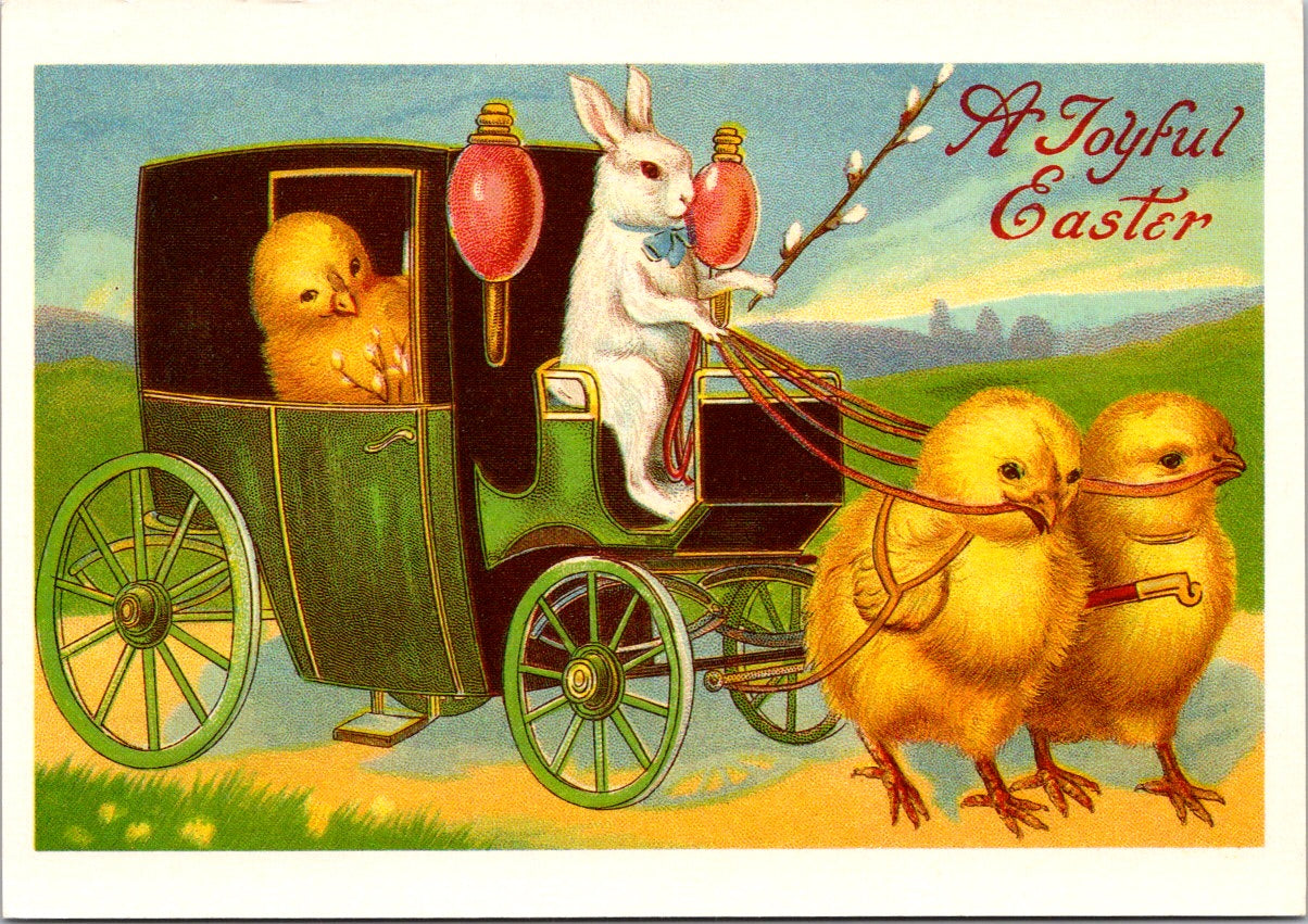 Vintage Postcard Bunny Chicks A Joyful Eeaster Greetings Unposted Spring