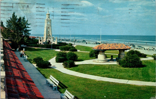 Vintage Postcard The Majestic Clock Tower With Letters Daytona Beach Posted 1957