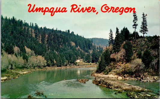 Vintage Postcard Lower Umpqua River Oregon Seen From State Highway Posted 1962