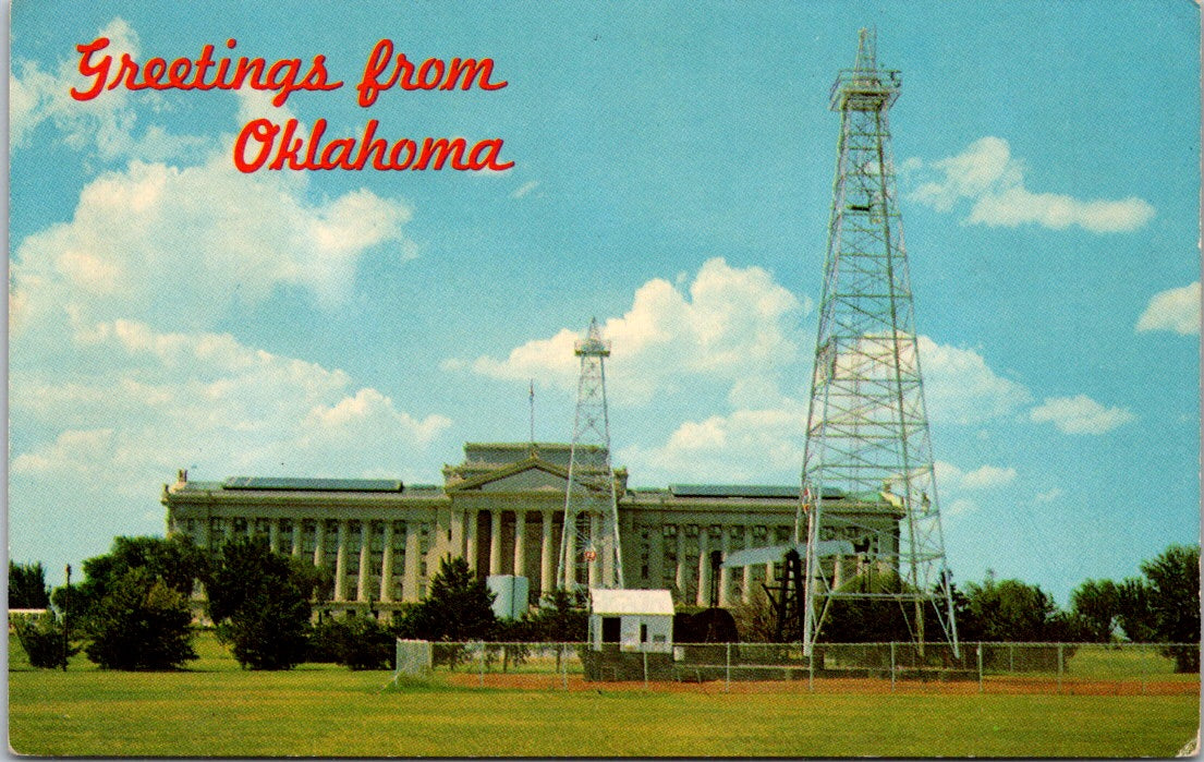 Vintage Postcard Oklahoma State Capitol Building Seen From South Note Unposted