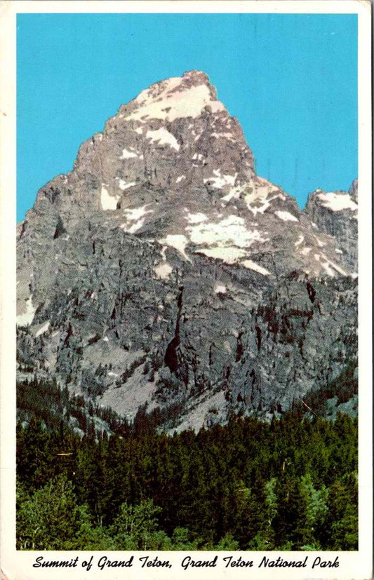 Vintage Postcard Summit Of Grand Teton Grand Teton National Park Wyoming