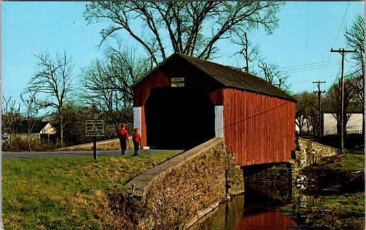 Vintage Postcard Erwinna Covered Bridge Bucks County Pennsylvania Unposted