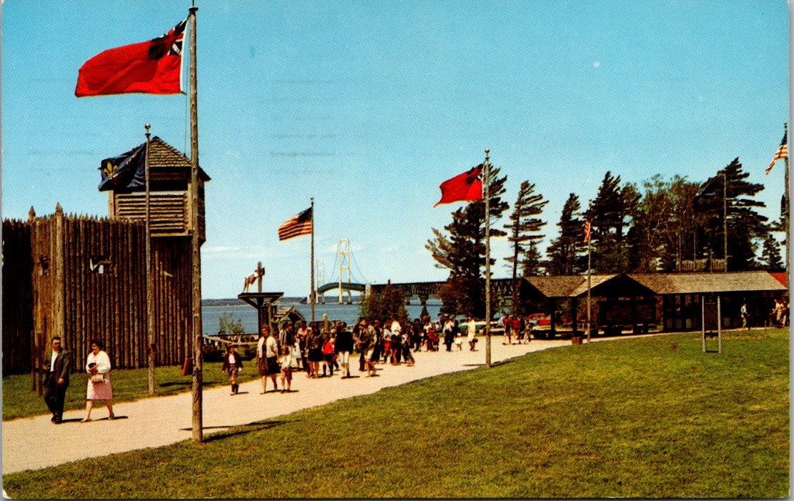 Vintage Postcard Fort Michilimackinac Mackinaw City Michigan Posted 1968