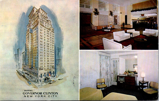 Vintage Postcard Hotel Governor Clinton New York City A Kenton Hotel Posted 1962