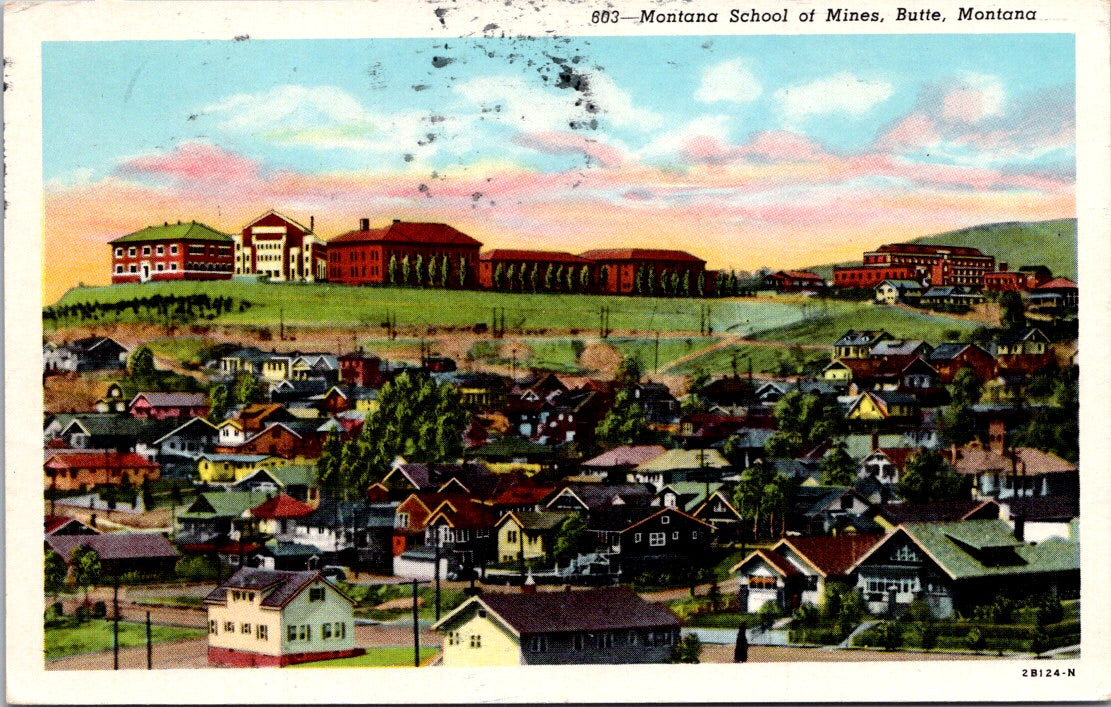 Vintage Postcard Montana School Of Mines Butte  United States Posted 1994