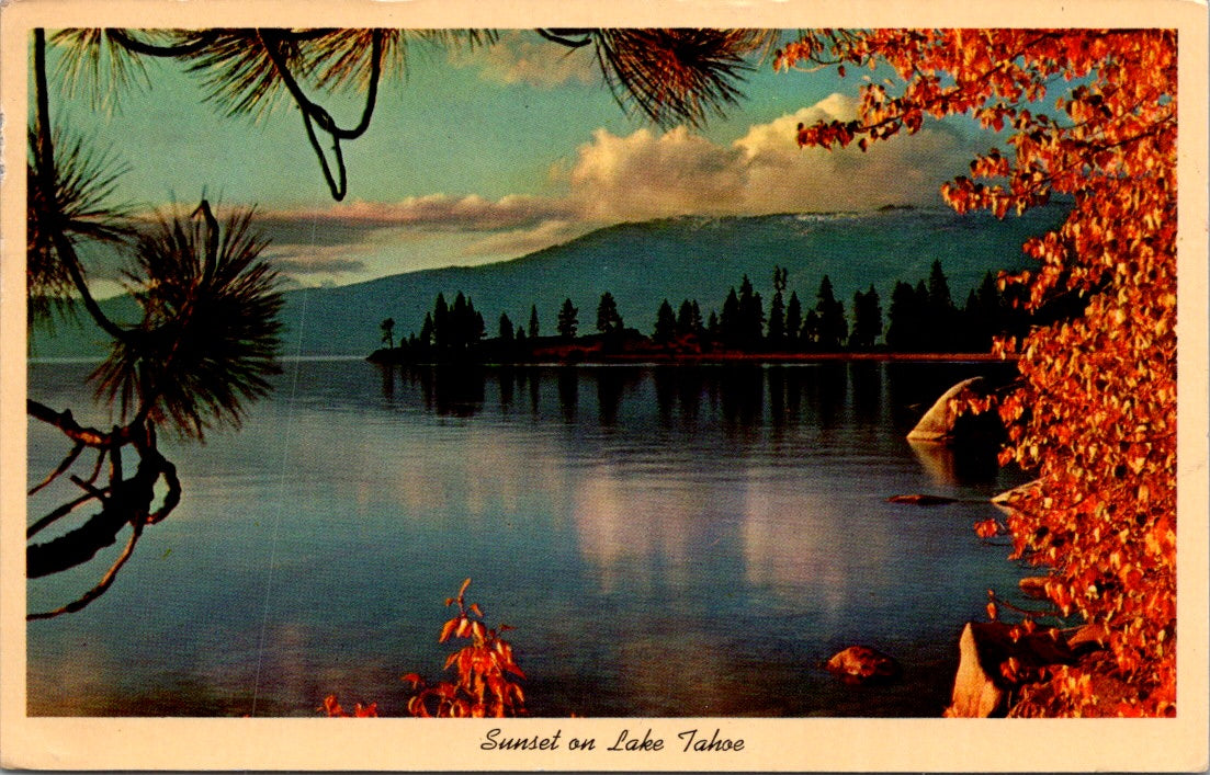 Vintage Postcard A Typical Autumn Sunset Lake Tahoe Nevada Posted 1965