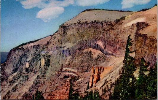 Vintage Postcard Pumice Castle And Red Cloud Cliff View From Crater Lake Park