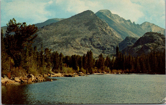 Vintage Postcard Majestic Long's Peak And Bear Lake Rocky Mountain Unposted