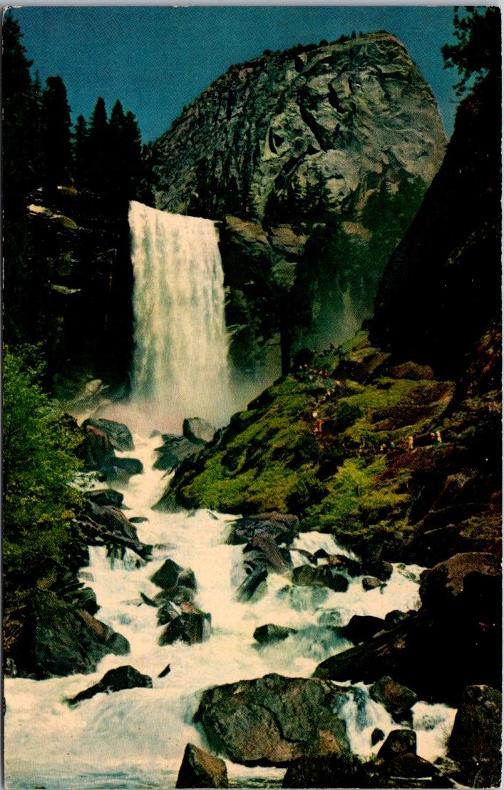 Vintage Postcard Vernal Falls Yan O Pah Clouf Of Water California Posted 1965