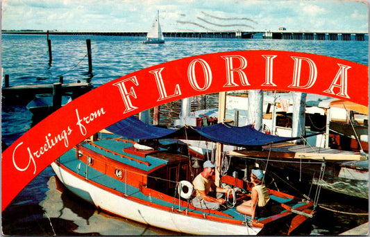 Vintage Postcard Greetings From Florida United States Posted 1961