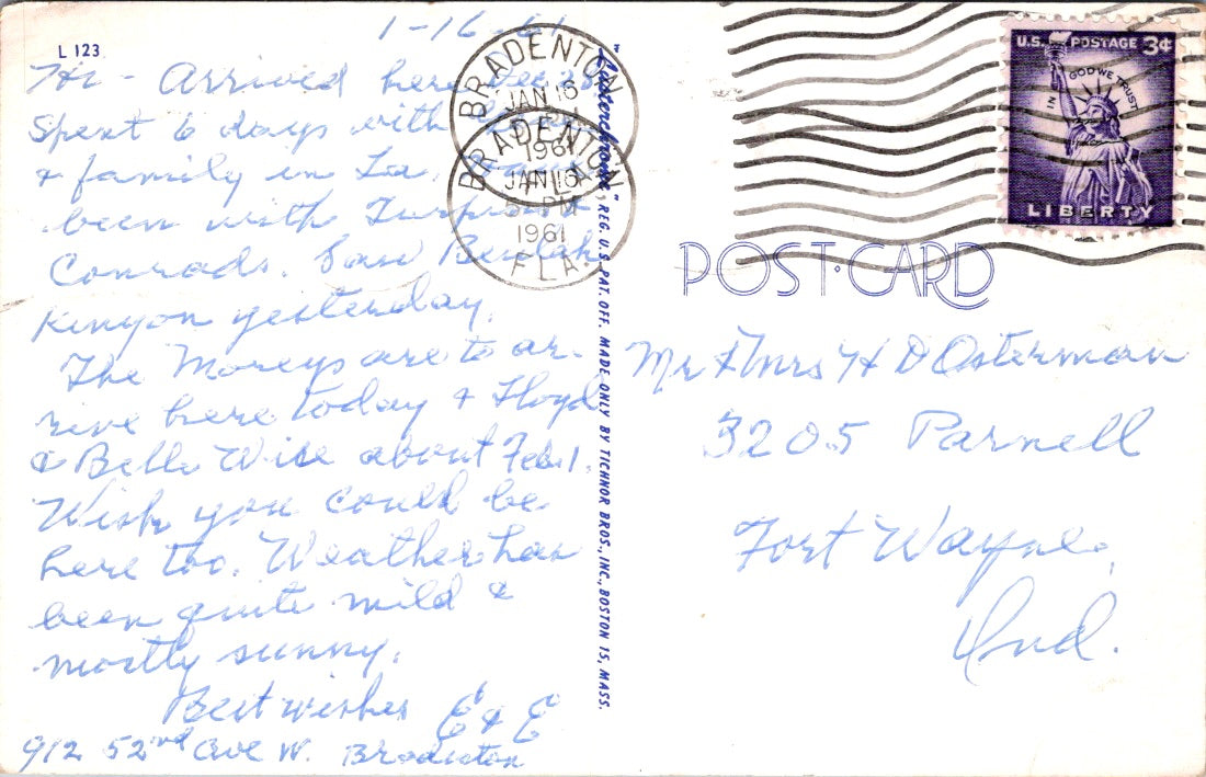 Vintage Postcard Greetings From Florida United States Posted 1961