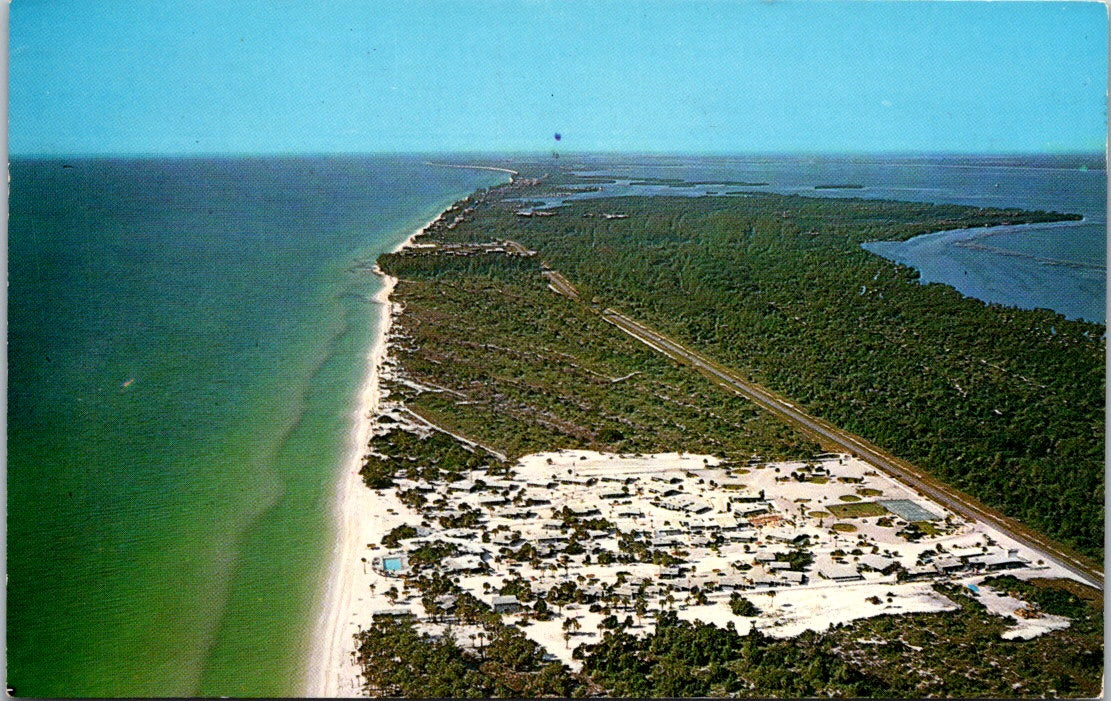 Vintage Postcard Aerial View Of Long Boat Key Showing Beaches Of Gulf Of Mexico