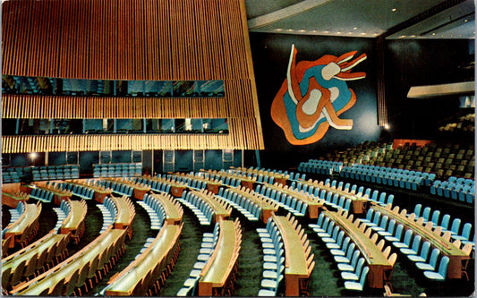 Vintage Postcard General Assembly Hall In The United Nations Headquarters