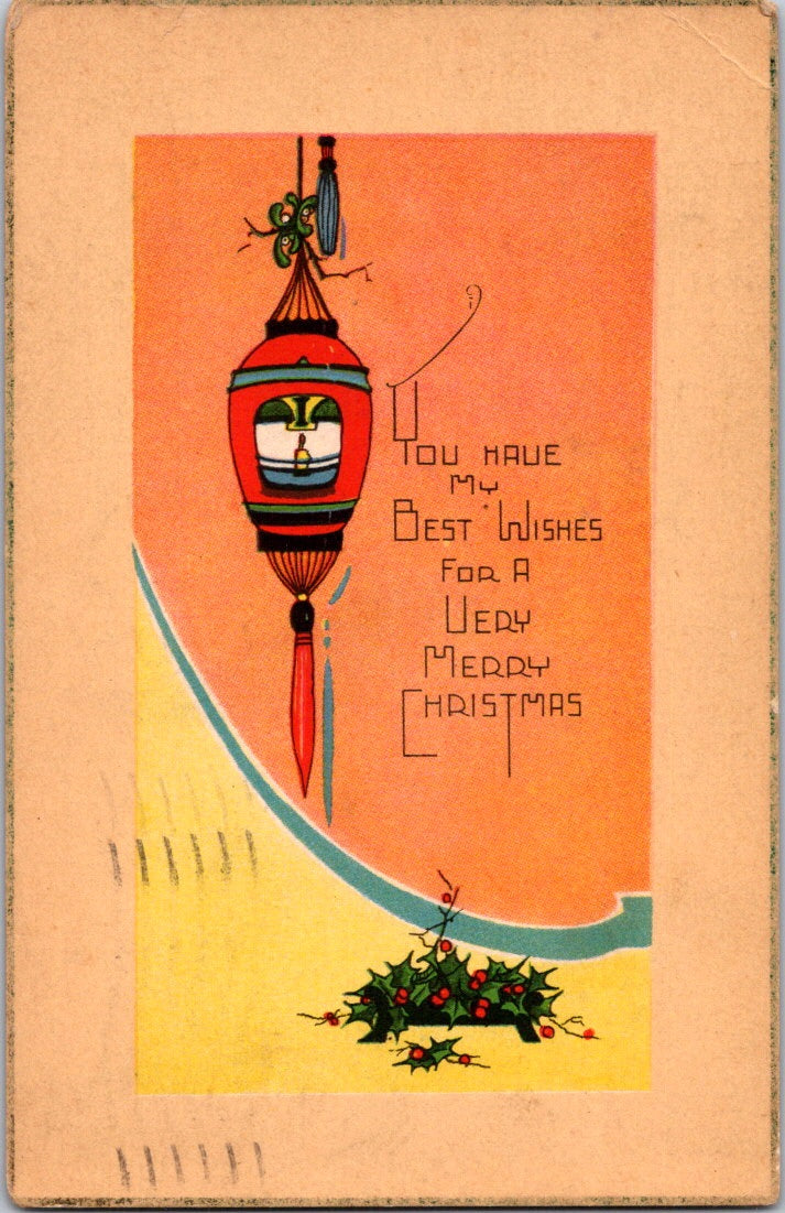 Vintage Postcard You Have My Best Wishes For A Very Merry Christmas Posted 1924