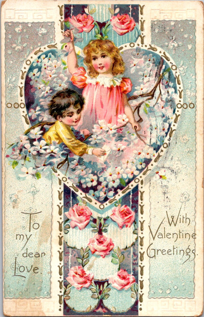 Vintage Postcard To My Dear Love With Valentine Greetings Posted US One Cent