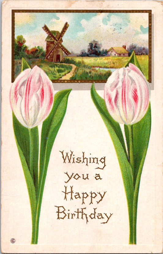 Vintage Postcard Wishing You A Happy Birthday Posted 1914 US One Cent